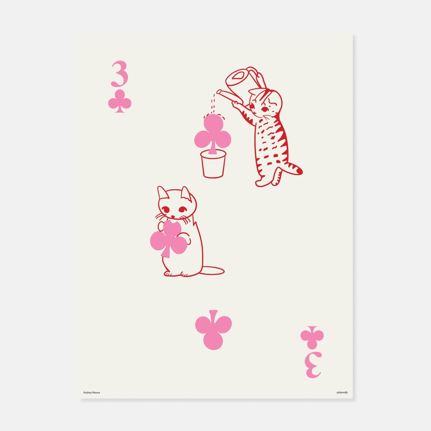 Cat Playing Cards Print by Audrey Hanna