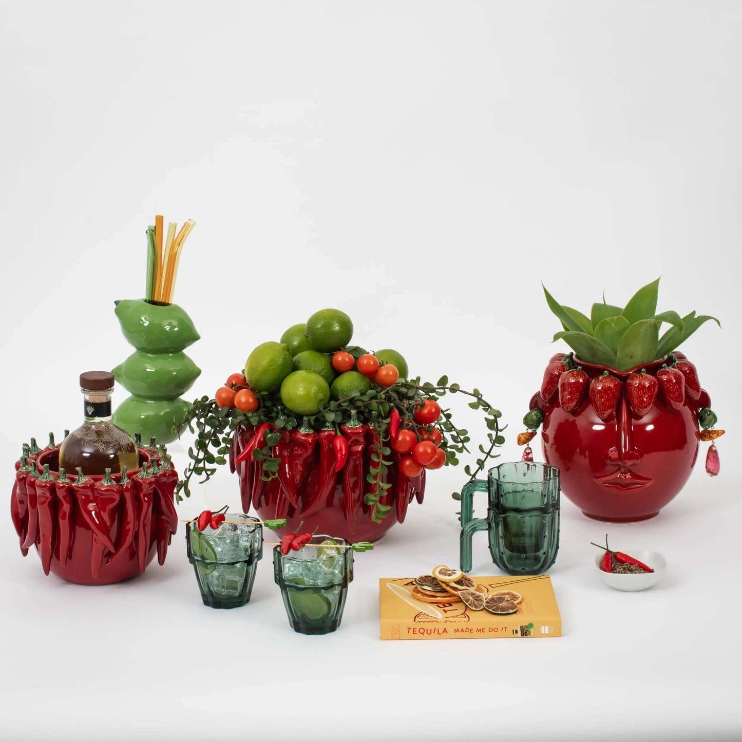 Stacked Lime Ceramic Vase