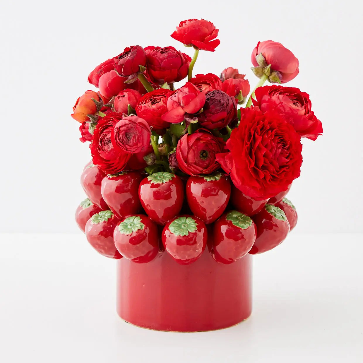 Strawberry Bouquet Ceramic Vase