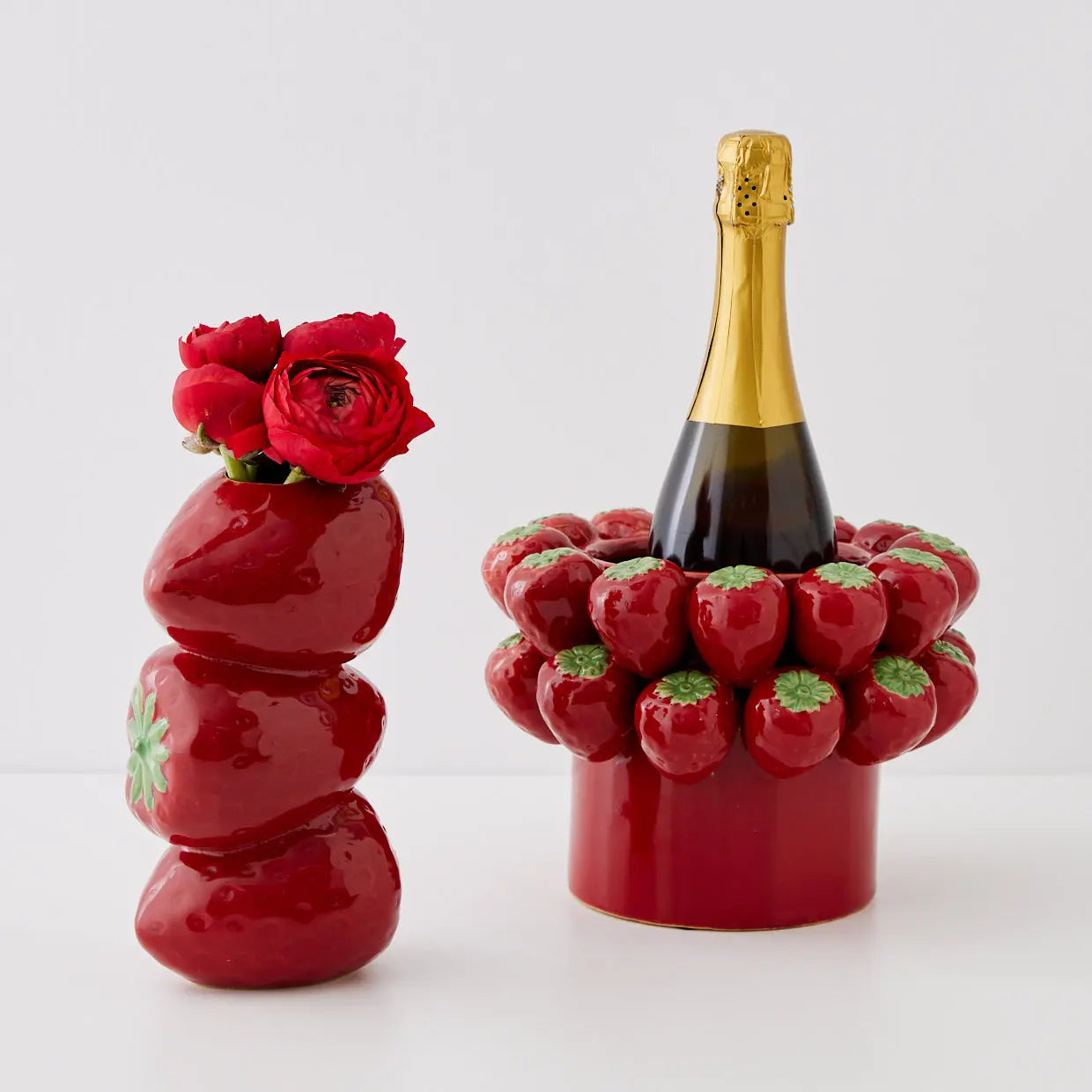 Strawberry Bouquet Ceramic Vase