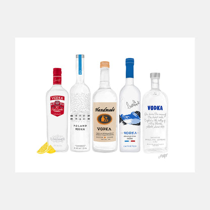 Vodka Bottles Print by Lindsey-Kay-Co