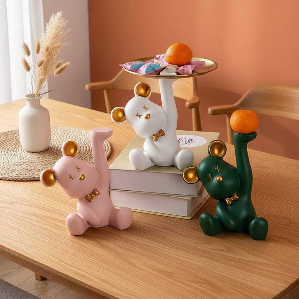 Nordic Bear Resin Tabletop Decoration With Tray Y02