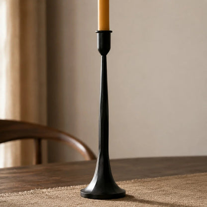 Wabi-Sabi Black Iron Taper Candle Holder Set