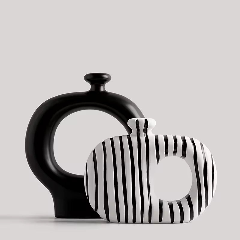 Minimalist Striped Ceramic Vase Set