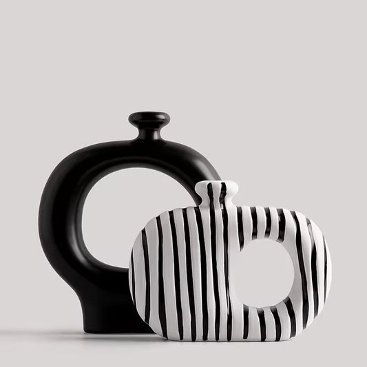 Minimalist Striped Ceramic Vase Set