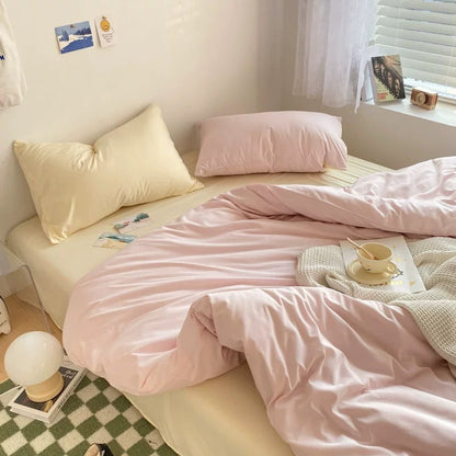 Pastel Pink & Cream Solid Bedding Set YP109