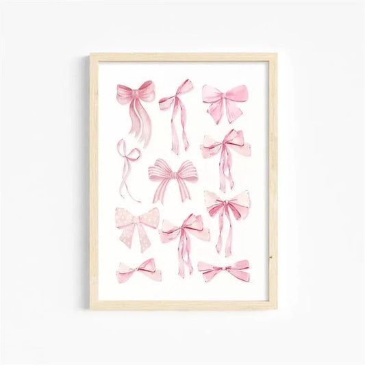 Affiche Coquette Nœud Rose | Décoration murale Balletcore pour Chambre de Fille Douce