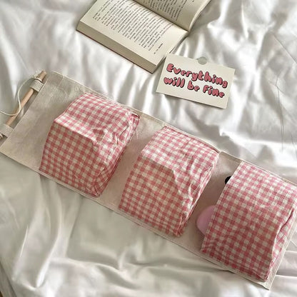 Pink Gingham Wall Organizer