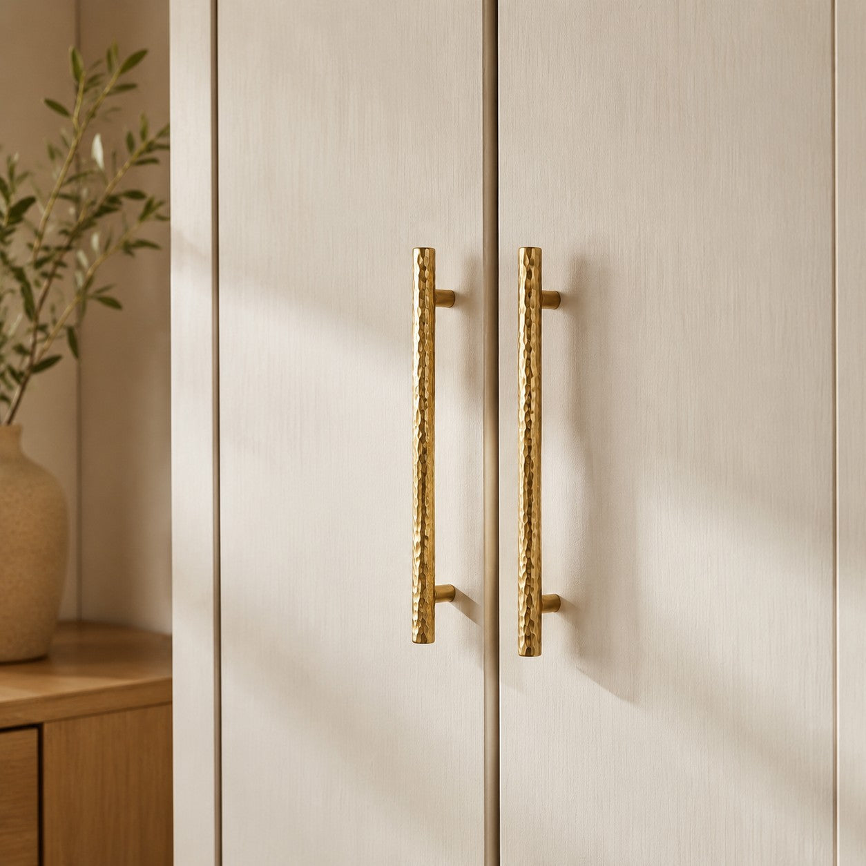Hand-Hammered Solid Brass Cabinet Pulls Knobs