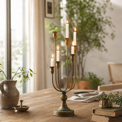 French Vintage Multi-Arm Iron Candle Holder