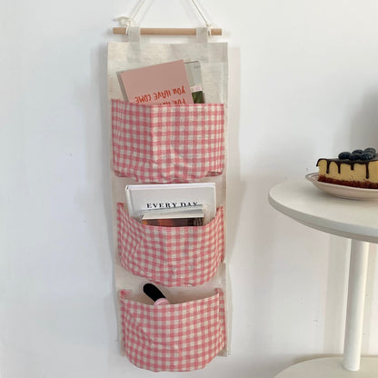 Pink Gingham Wall Organizer