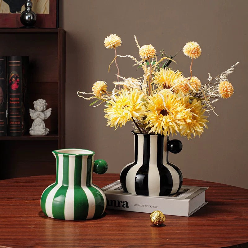 Modern Striped Ceramic Vase