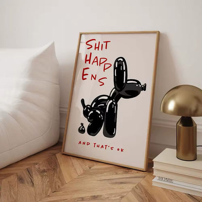 Black Balloon Dog Poster