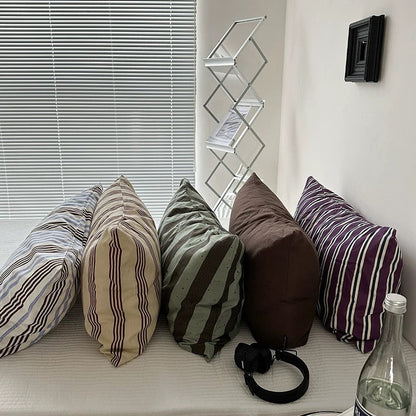 Retro Striped Cotton Pillowcase
