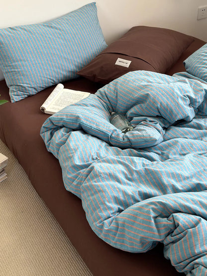 Blue Striped Duvet Cover Set