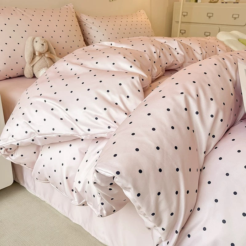 Polka Dot Satin Duvet Cover Set