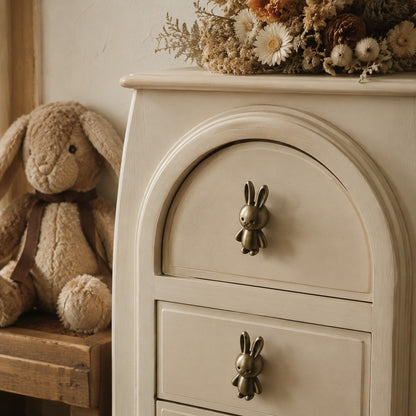 Whimsical Rabbit and Carrot Brass Cabinet Knobs