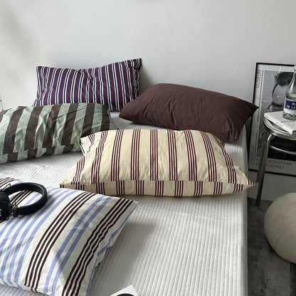 Retro Striped Cotton Pillowcase