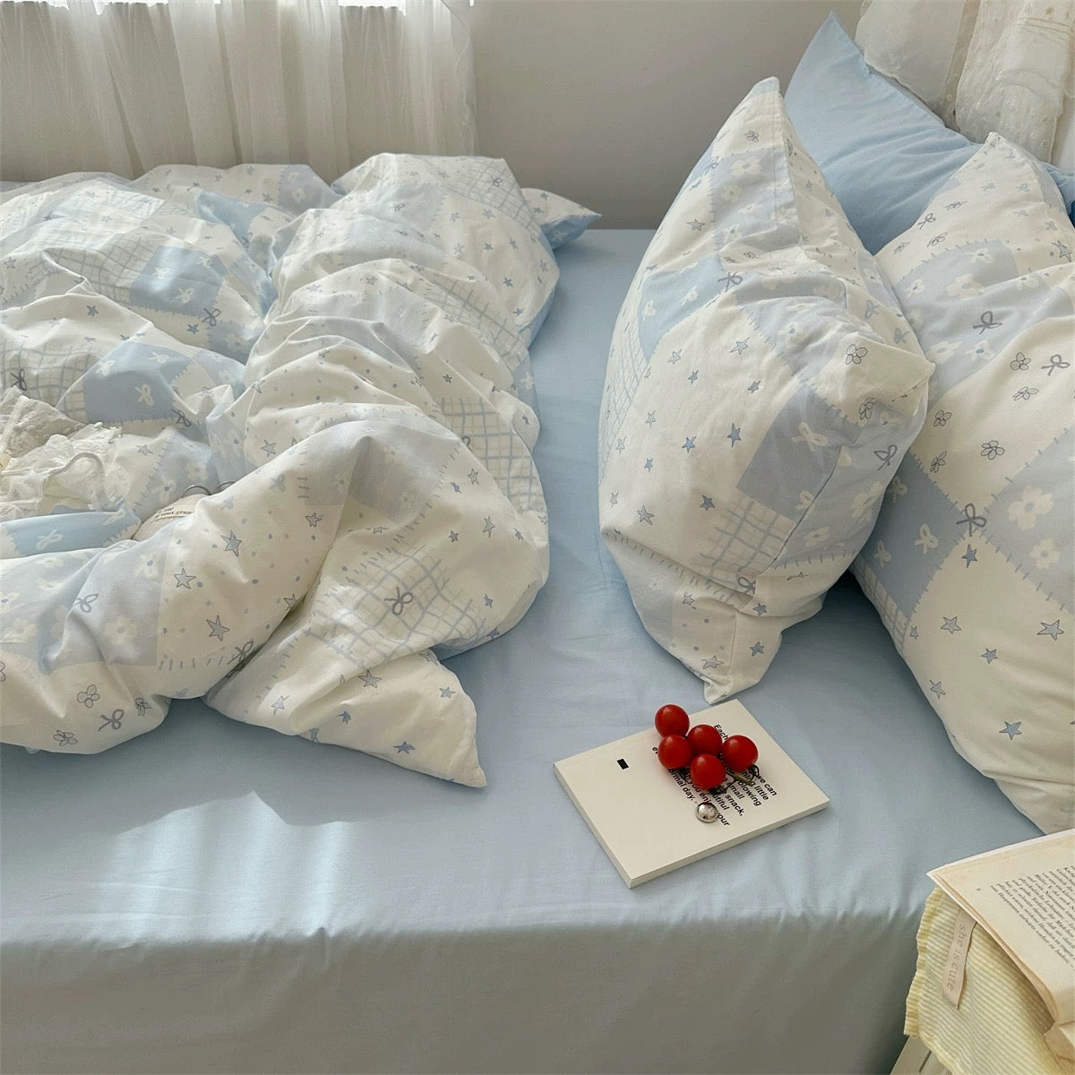 Blue Patchwork Cotton Duvet Cover Set