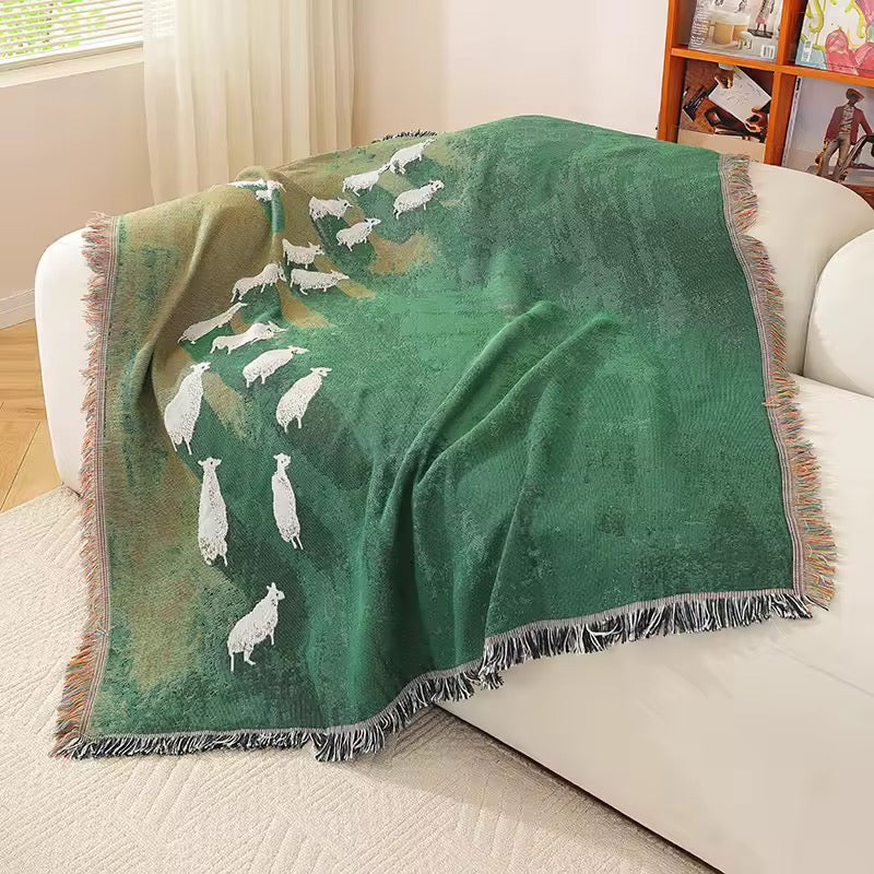 Grassland Sheep Woven Blanket YP103