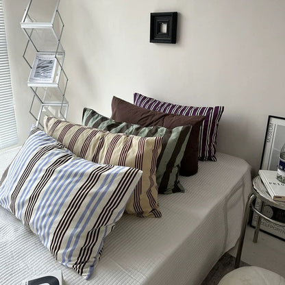 Retro Striped Cotton Pillowcase