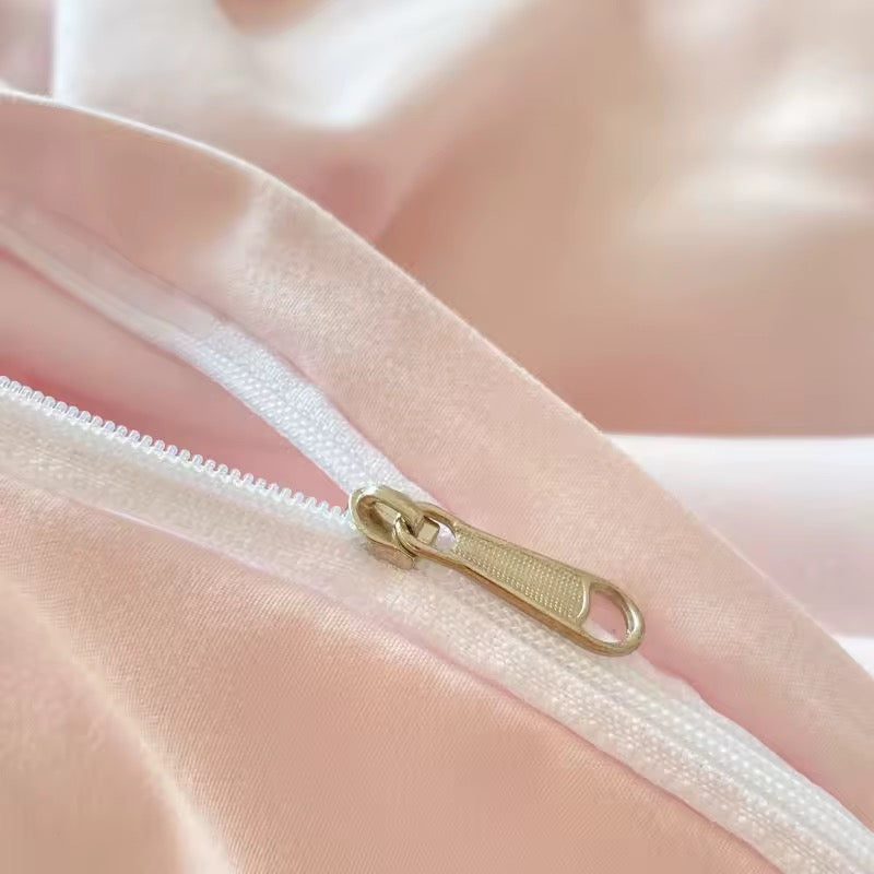 Pastel Pink & Cream Solid Bedding Set YP109