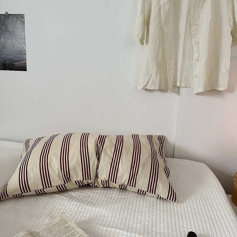 Retro Striped Cotton Pillowcase