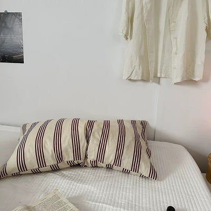 Retro Striped Cotton Pillowcase