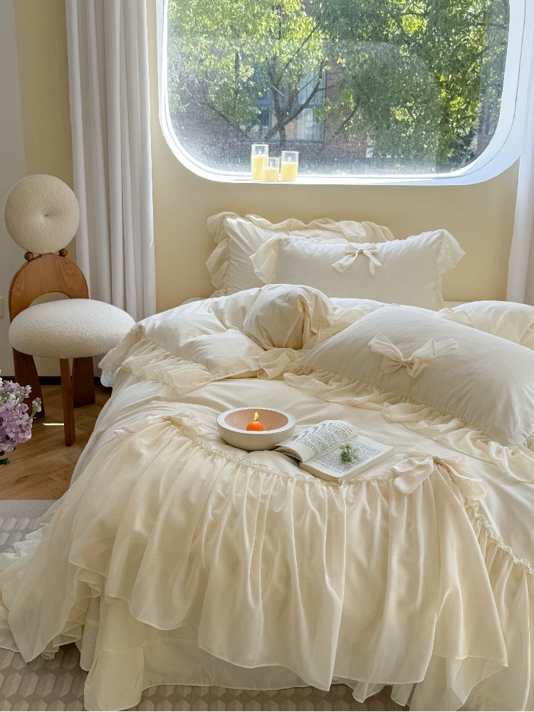 Cream Ruffle Princess Bedding Set