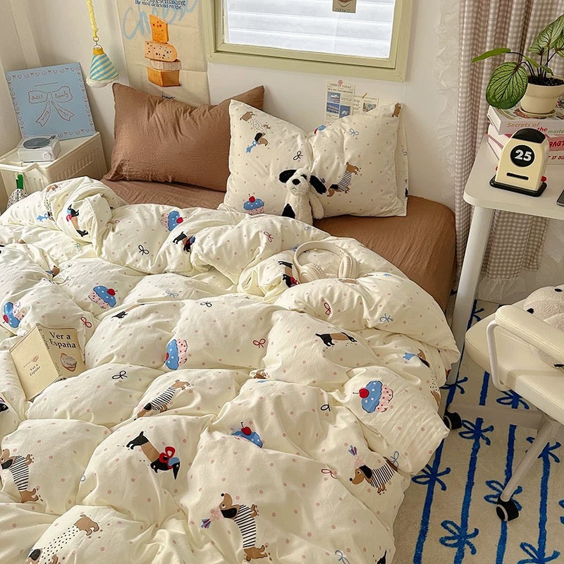 Cute Dog & Cupcake Bedding Set