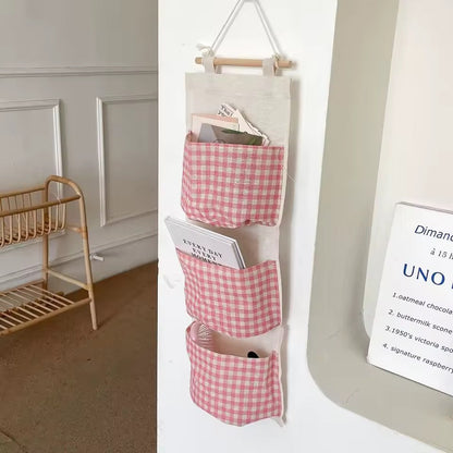Pink Gingham Wall Organizer