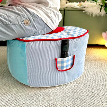 Cozy Plaid Heart Pouf Cushion
