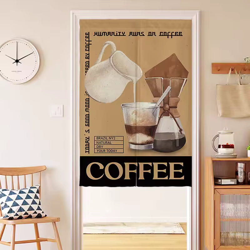 Retro Food Print Door Curtain