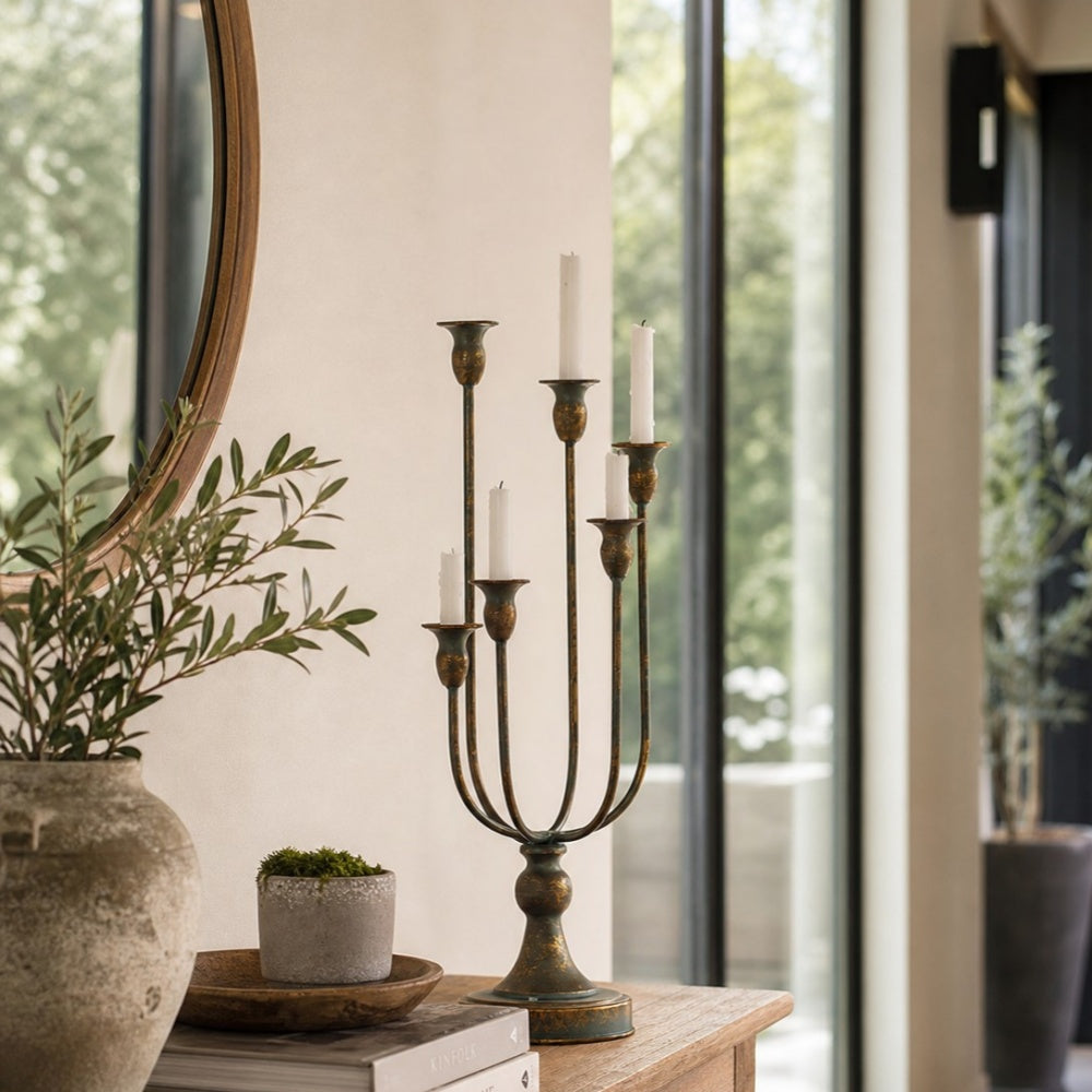 French Vintage Multi-Arm Iron Candle Holder