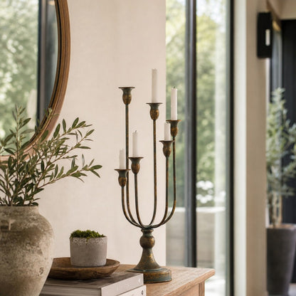 French Vintage Multi-Arm Iron Candle Holder