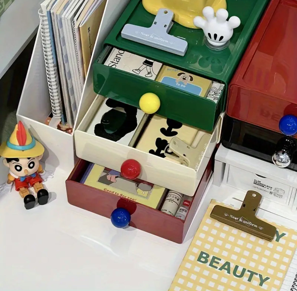 Organizador de escritorio retro con cajón