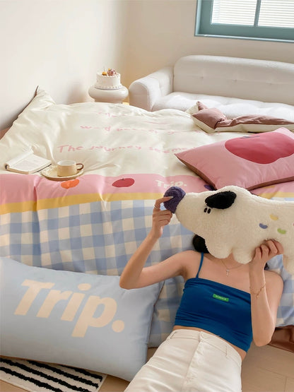 Gingham Pastel Cotton Bedding Set YP111