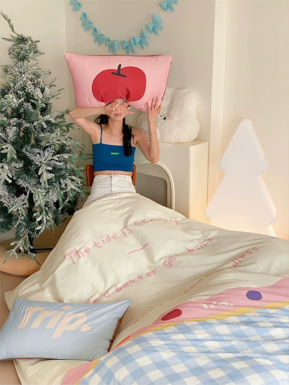 Gingham Pastel Cotton Bedding Set YP111