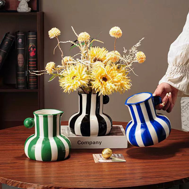 Modern Striped Ceramic Vase