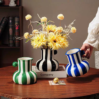Modern Striped Ceramic Vase