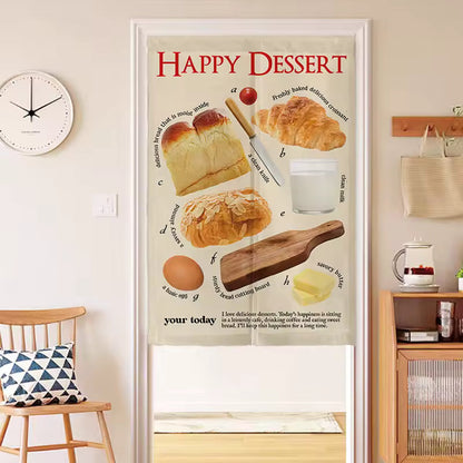 Retro Food Print Door Curtain