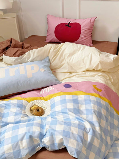 Gingham Pastel Cotton Bedding Set YP111