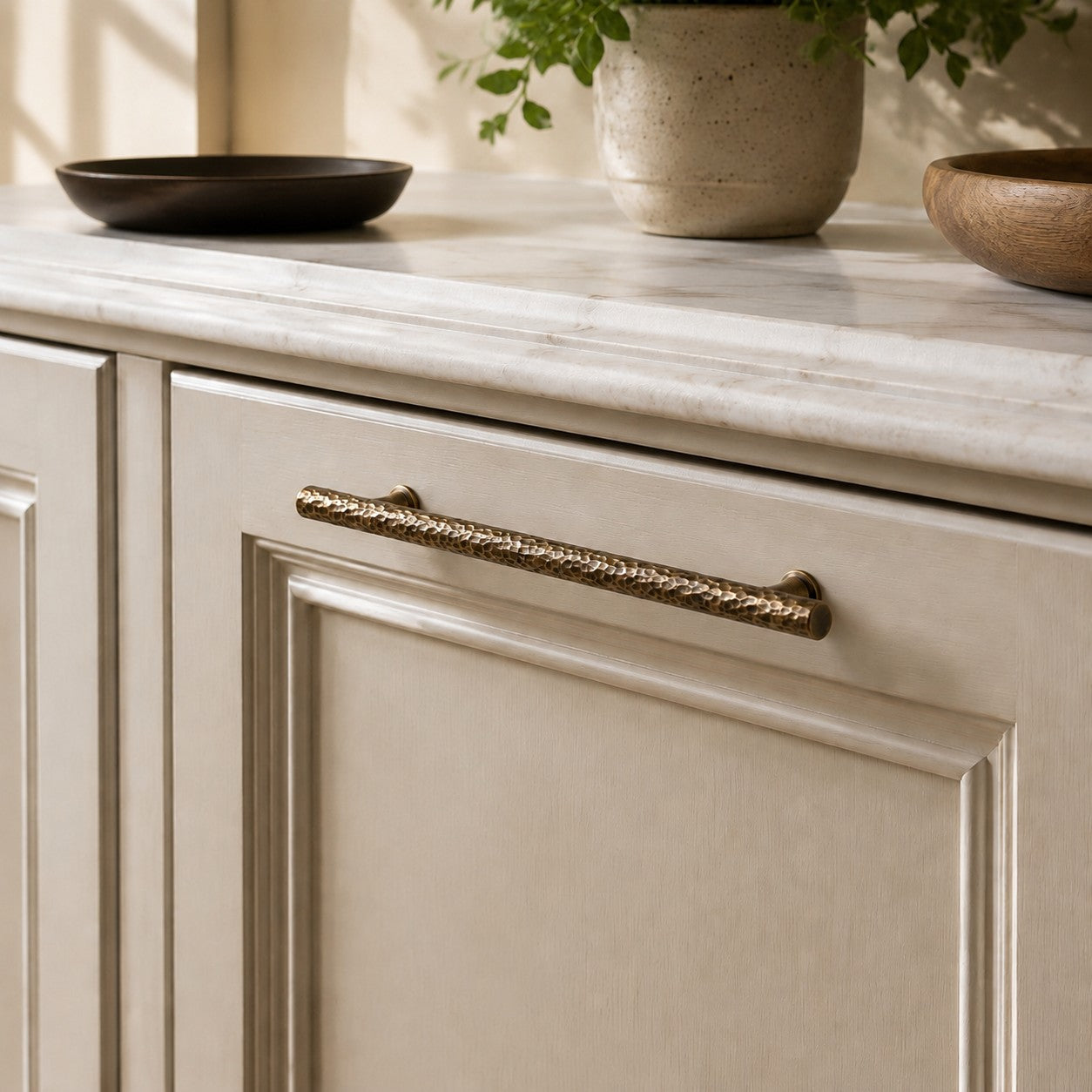 Hand-Hammered Solid Brass Cabinet Pulls Knobs
