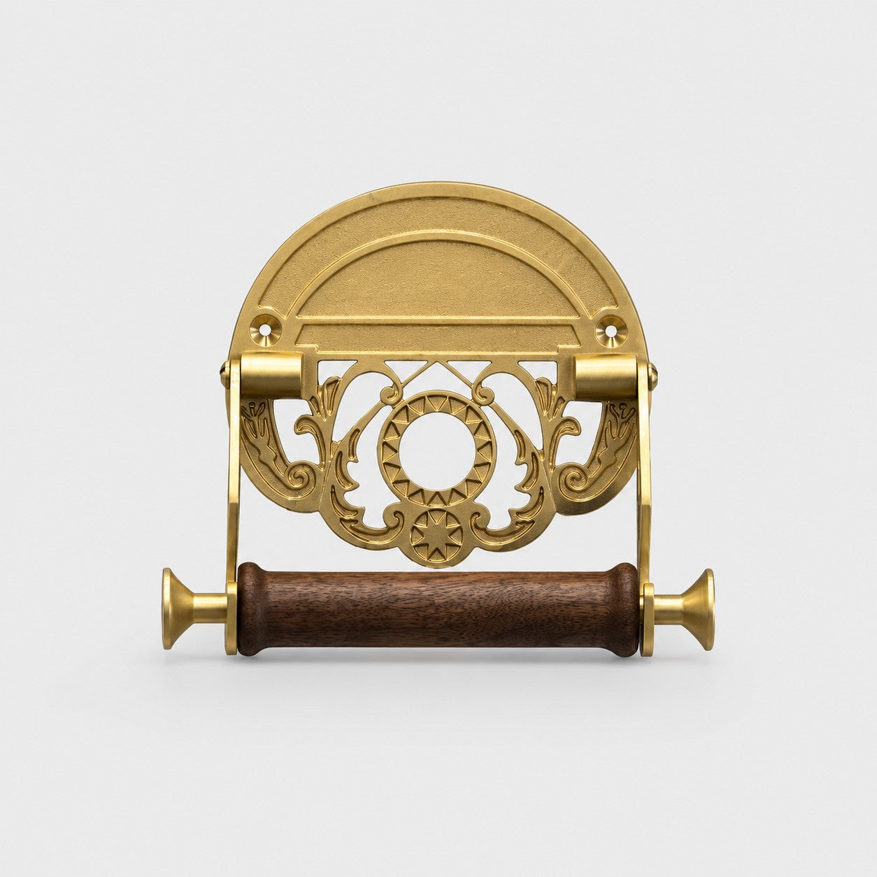 Antique Brass Toilet Paper Holder with Walnut Roller
