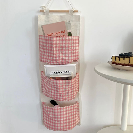 Organizador de pared de cuadros vichy rosas