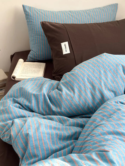 Blue Striped Duvet Cover Set