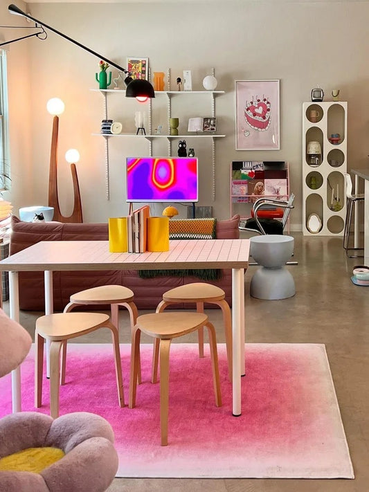 Gradient Pink Carpet | Danish Pastel Area Rug for Bedroom & Living Room