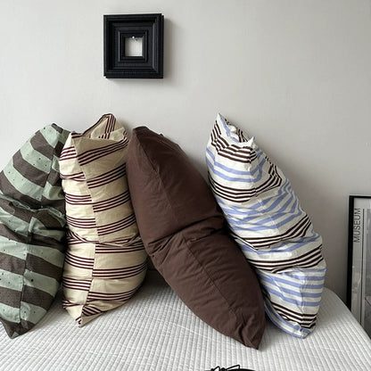 Retro Striped Cotton Pillowcase
