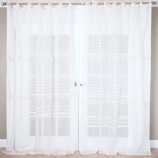 Linen Lace Sheer Curtains with Tie Tops