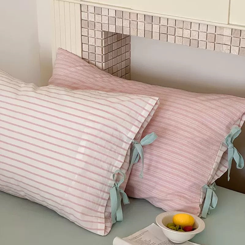 Pastel Striped Bow Pillowcase YP108
